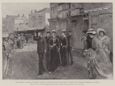 El Príncipe de Gales, la Princesa Victoria, la Princesa Maud y el Príncipe Carlos de Dinamarca comprando en Cowes de Henry Charles Seppings Wright